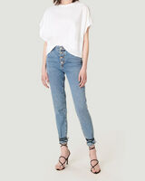 NEVY CROPPED BUTTON SKINNY JEANS  image number null